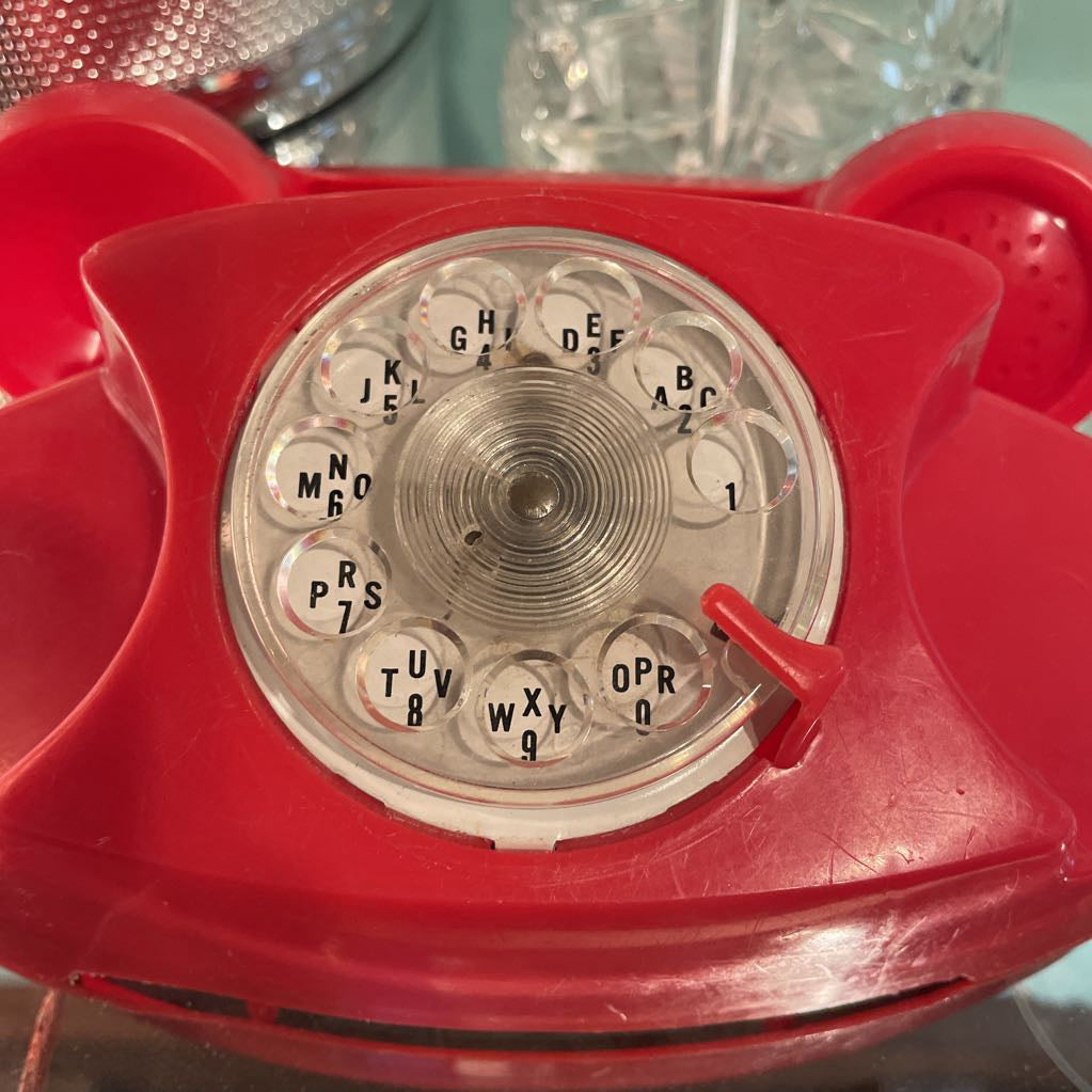 Vintage Red Plastic Toy Telephone