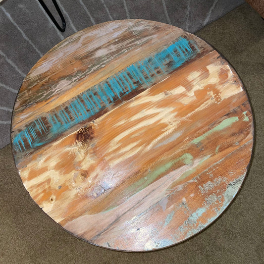 Metal Round Wood Top Coffee/Side Table C SIDE TABLES