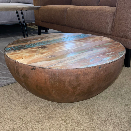 Metal Round Wood Top Coffee/Side Table C SIDE TABLES