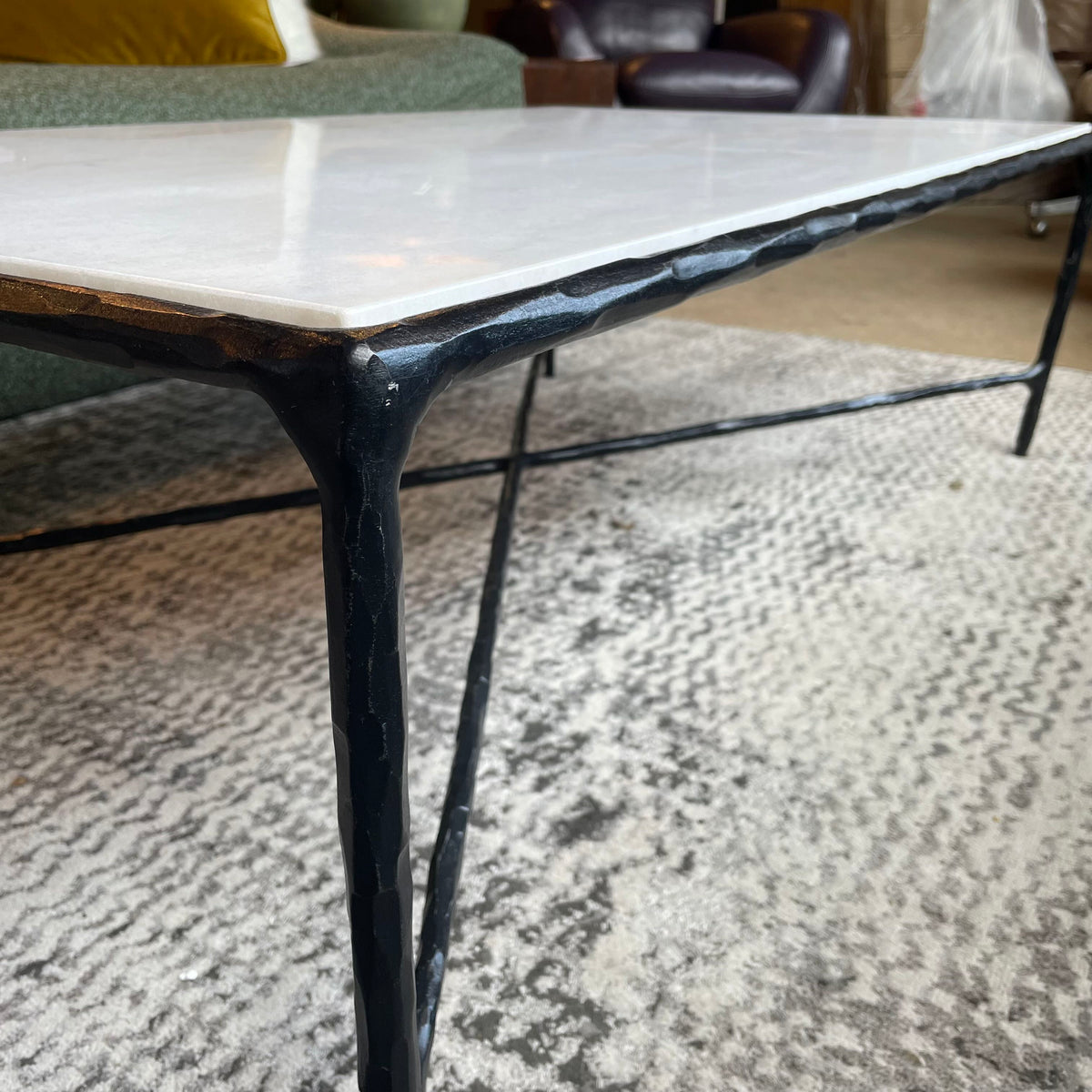 Rectangular Marble Top Metal Frame Coffee Table C COFFEE TABLES