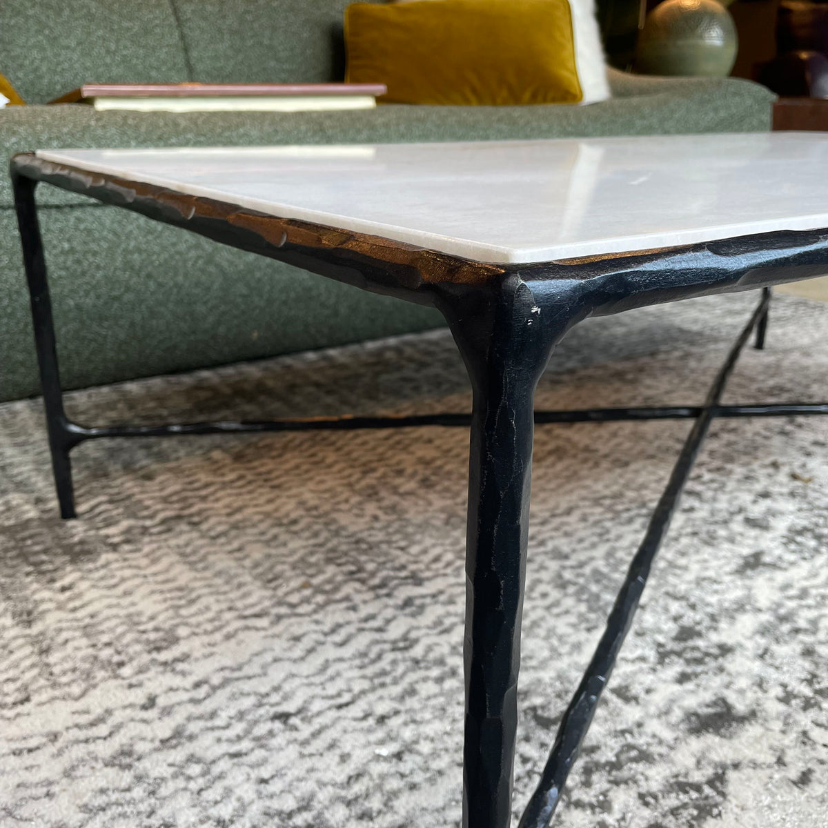 Rectangular Marble Top Metal Frame Coffee Table C COFFEE TABLES