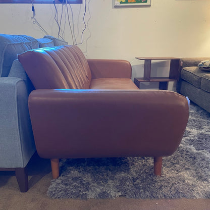 Caramel Leather Click Clack Sofa *As Is* U SOFAS