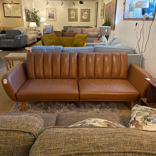 Caramel Leather Click Clack Sofa *As Is* U SOFAS