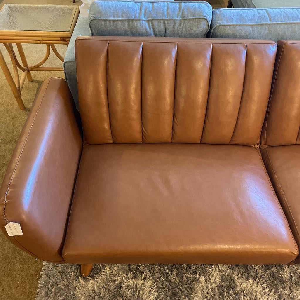 Caramel Leather Click Clack Sofa *As Is* U SOFAS