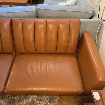 Caramel Leather Click Clack Sofa *As Is* U SOFAS