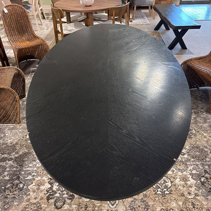 MCM Black Oval Pedestal Dining Table