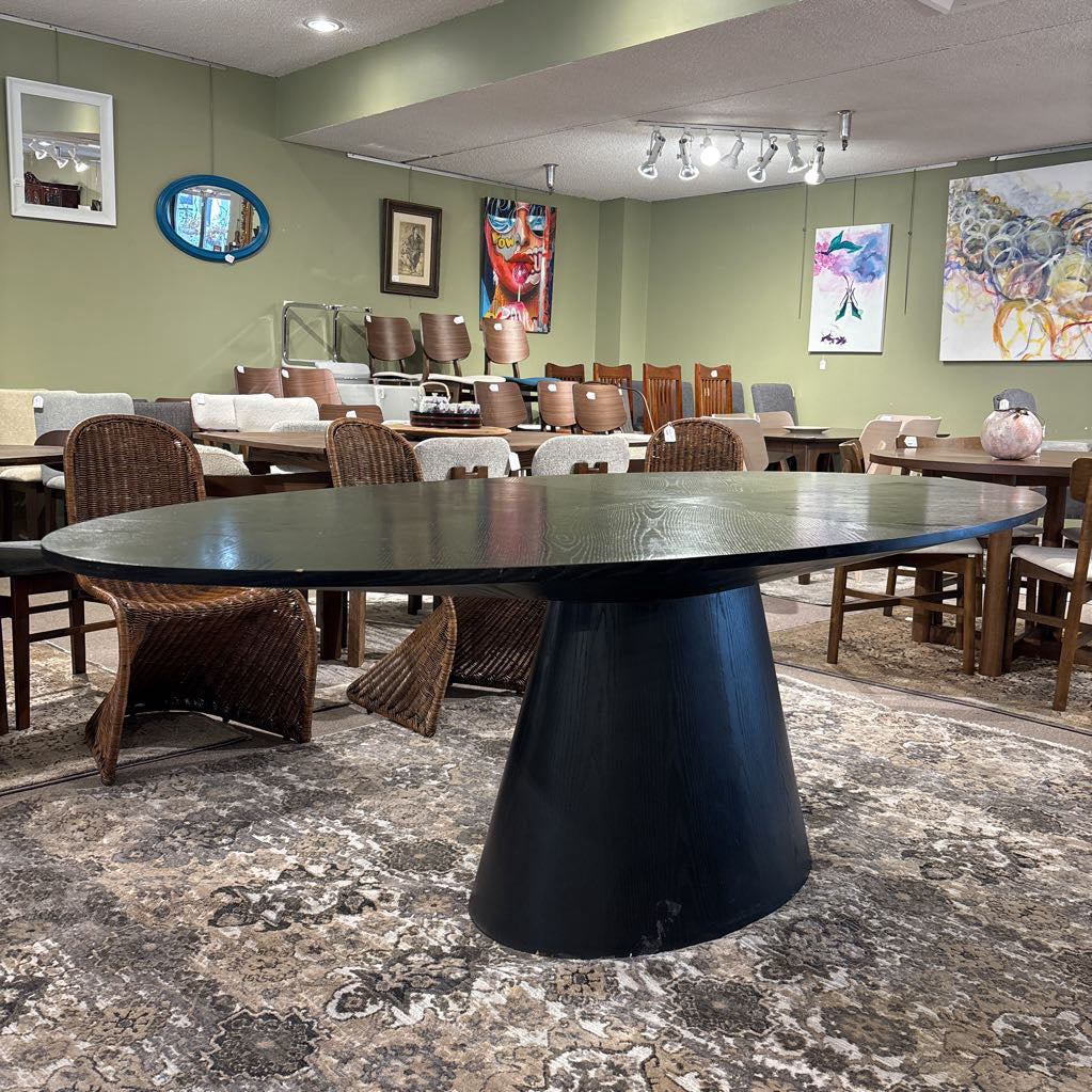 MCM Black Oval Pedestal Dining Table