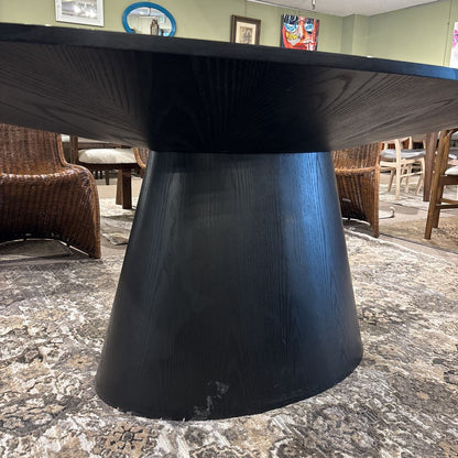 MCM Black Oval Pedestal Dining Table