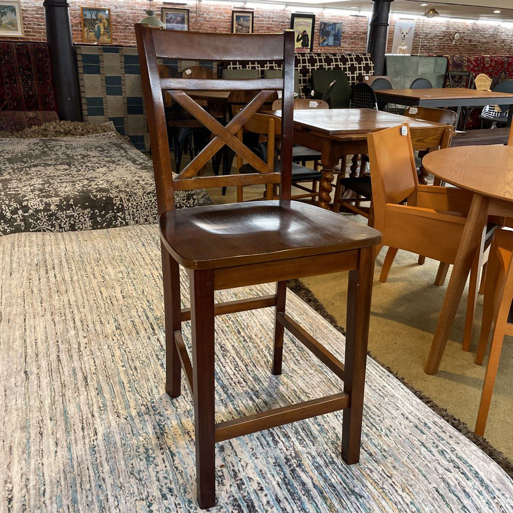 Wooden X Back Bar Stool