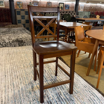 Wooden X Back Bar Stool