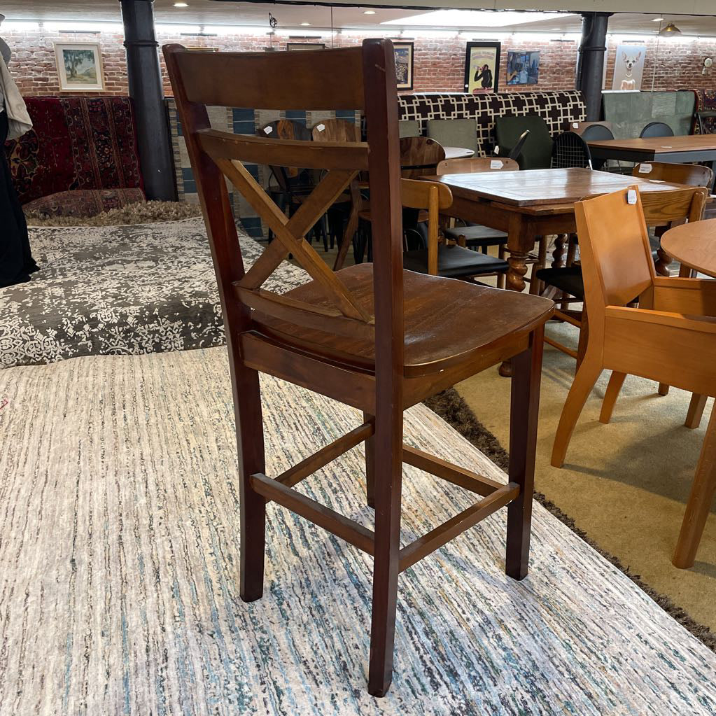 Wooden X Back Bar Stool