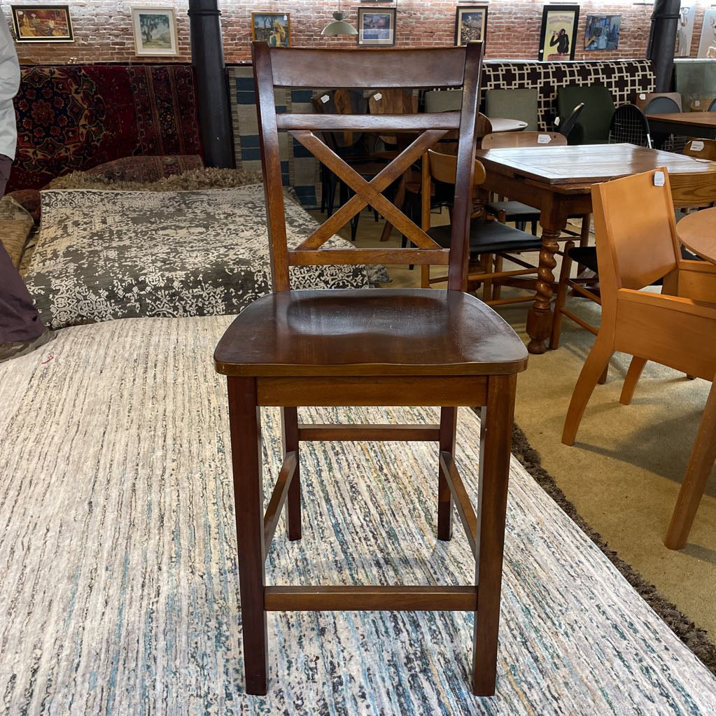 Wooden X Back Bar Stool