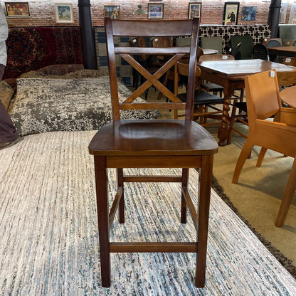 Wooden X Back Bar Stool