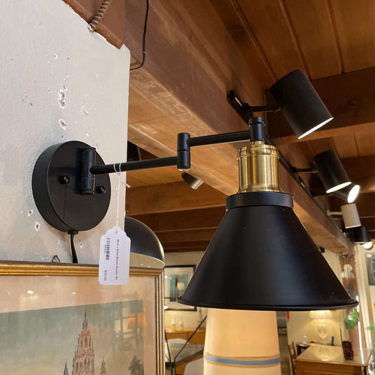 Black + Brass Bonnet Sconce LAMPS