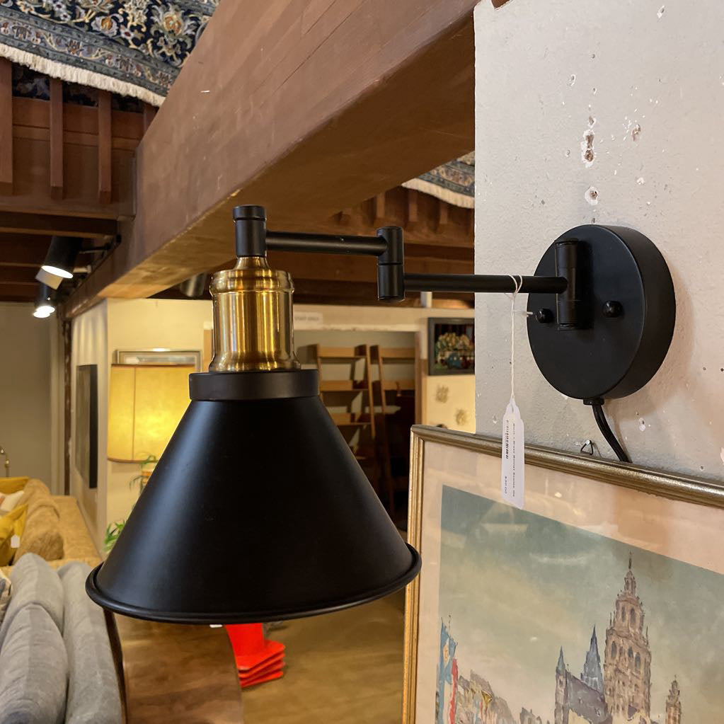 Black + Brass Bonnet Sconce