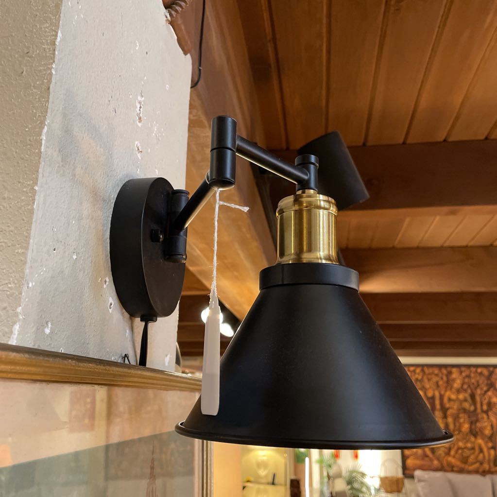 Black + Brass Bonnet Sconce