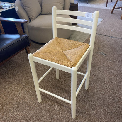 White Rush Seat Counter Stool C STOOLS