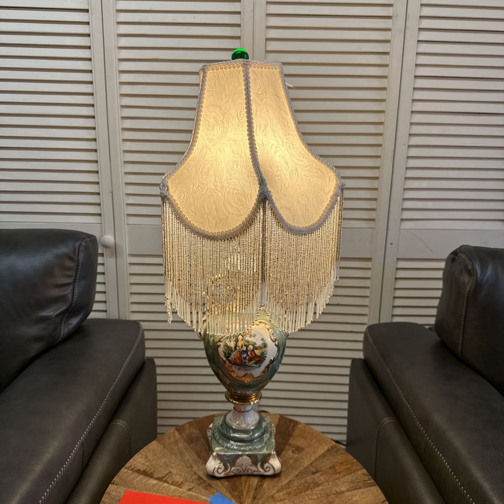 Tasseled Painted Table Lamp