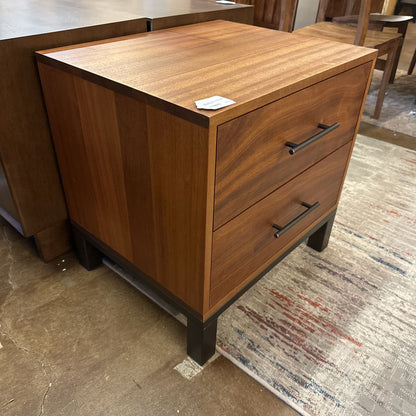 Solid Wood 2 Drawer Metal Base Nightstand