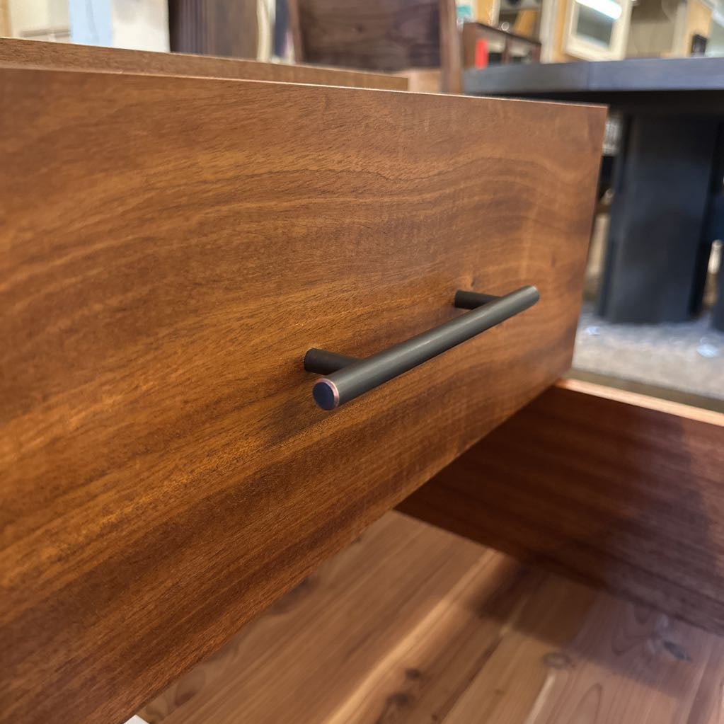 Solid Wood 2 Drawer Metal Base Nightstand