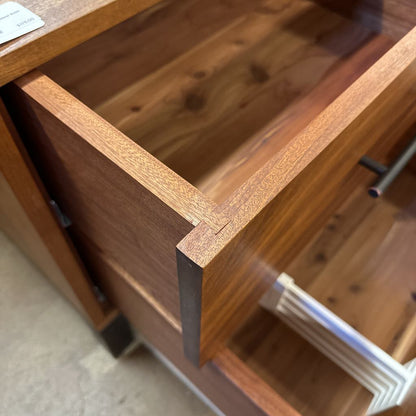 Solid Wood 2 Drawer Metal Base Nightstand