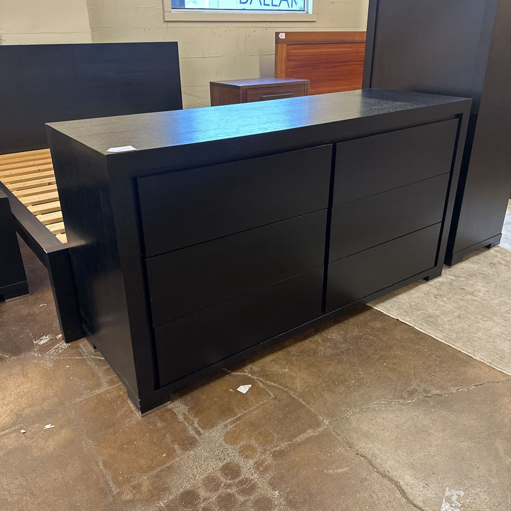 6 Drawer Black Lowboy Dresser