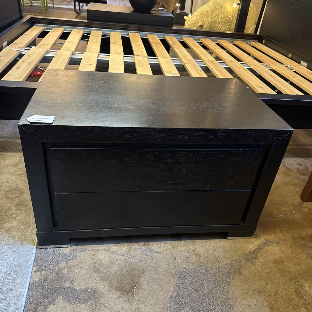 2 Drawer Black Low Nightstand