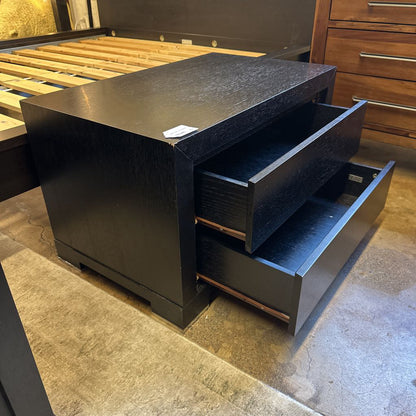 2 Drawer Black Low Nightstand
