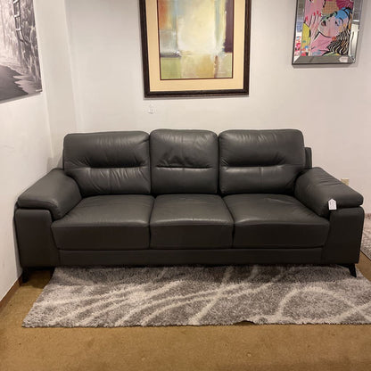 Grey Leather 3 Seat Sofa U SOFAS