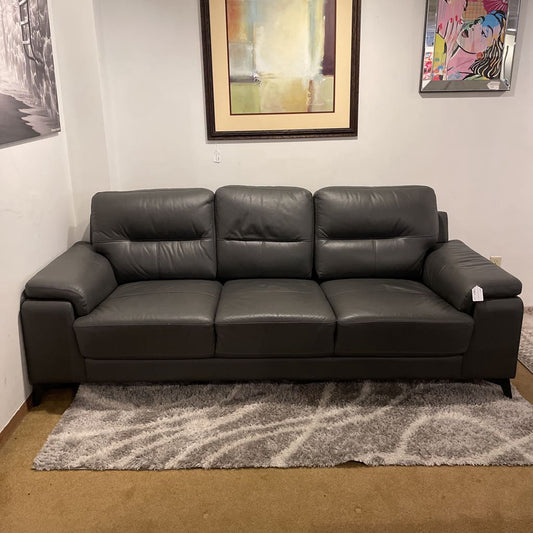 Grey Leather 3 Seat Sofa U SOFAS
