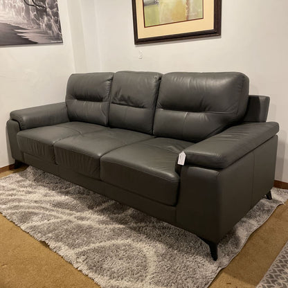 Grey Leather 3 Seat Sofa U SOFAS