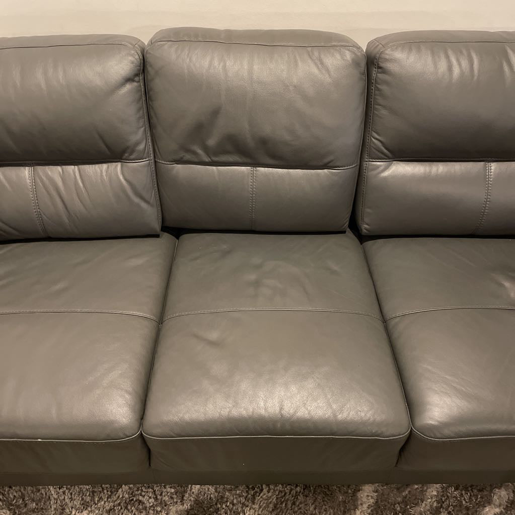 Grey Leather 3 Seat Sofa U SOFAS
