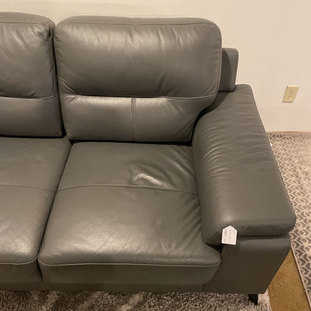 Grey Leather 3 Seat Sofa U SOFAS