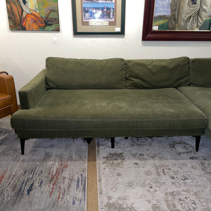 West Elm Andres Olive Green Mega RAF Sectional *Measure Your Doorways Carefully!* U SECTIONALS RAF