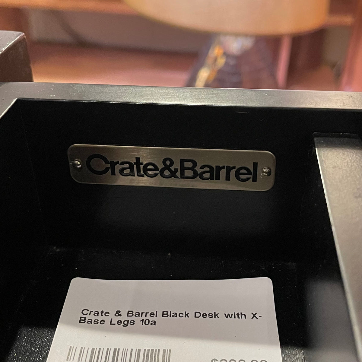 Crate & Barrel Black Desk with X-Base Legs C DESKS