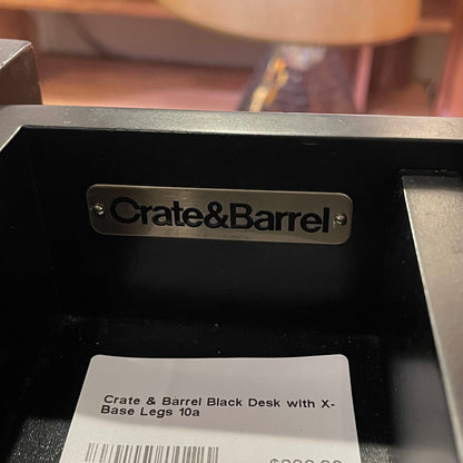 Crate & Barrel Black Desk with X-Base Legs C DESKS