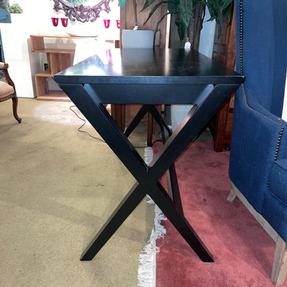 Crate & Barrel Black Desk with X-Base Legs C DESKS