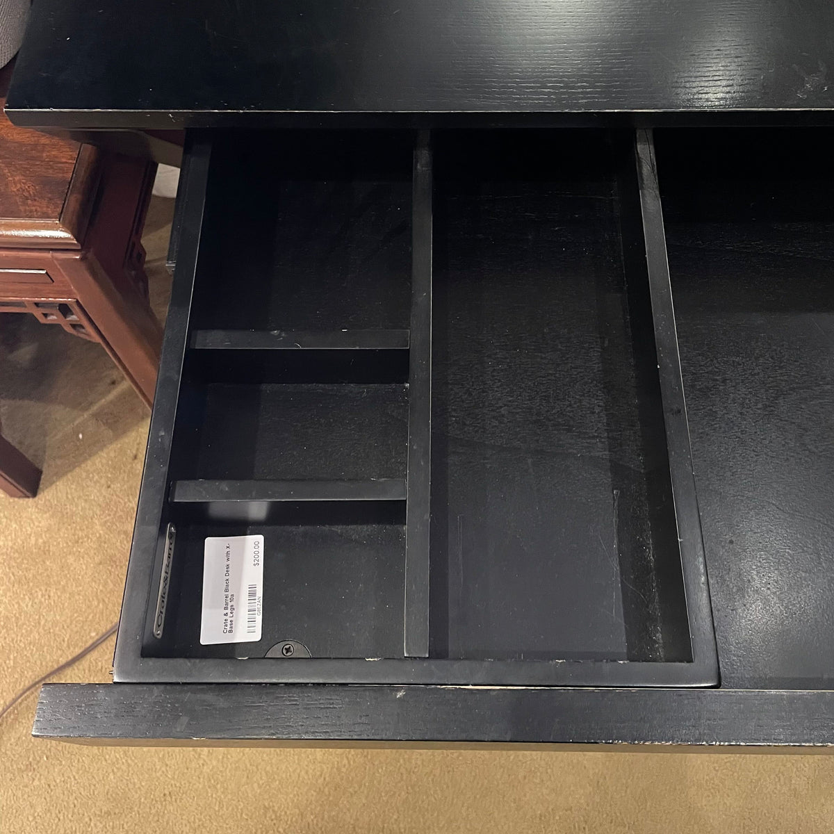 Crate & Barrel Black Desk with X-Base Legs C DESKS