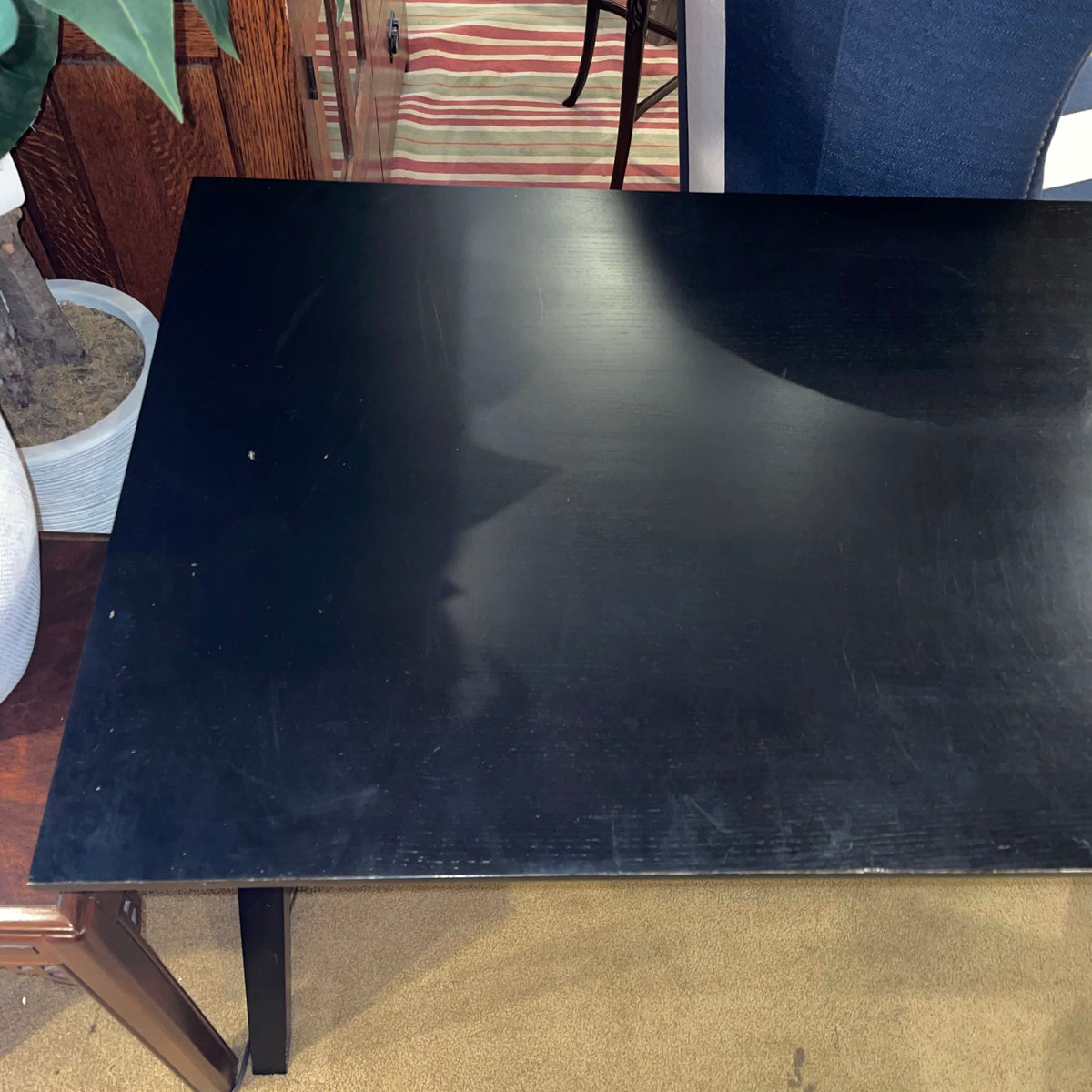 Crate & Barrel Black Desk with X-Base Legs C DESKS