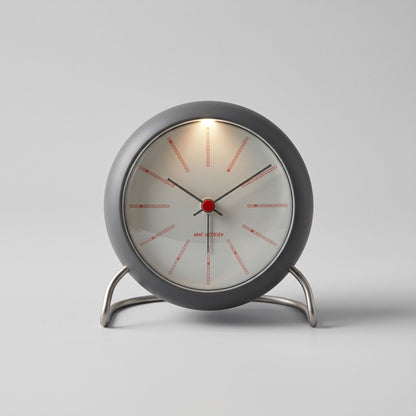 Arne Jacobsen AJ Bankers table clock with alarm, dark grey