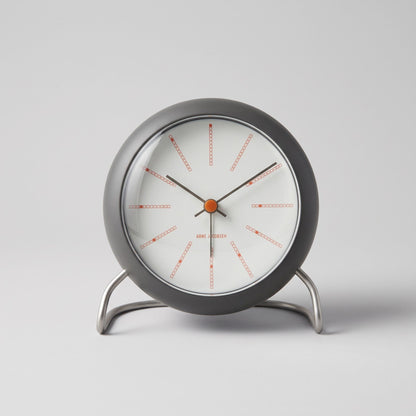 Arne Jacobsen AJ Bankers table clock with alarm, dark grey