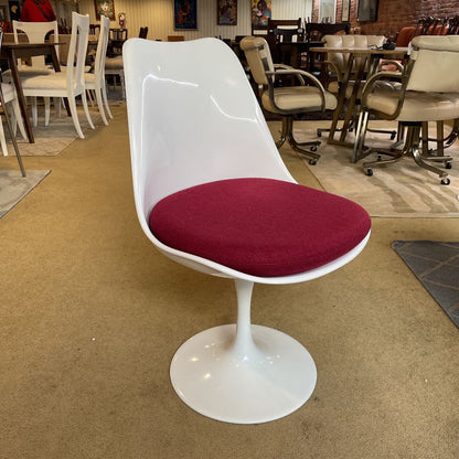 Rove ConceptsSaarinen Stye White Tulip Table and # Swivel Maroon Charis SET