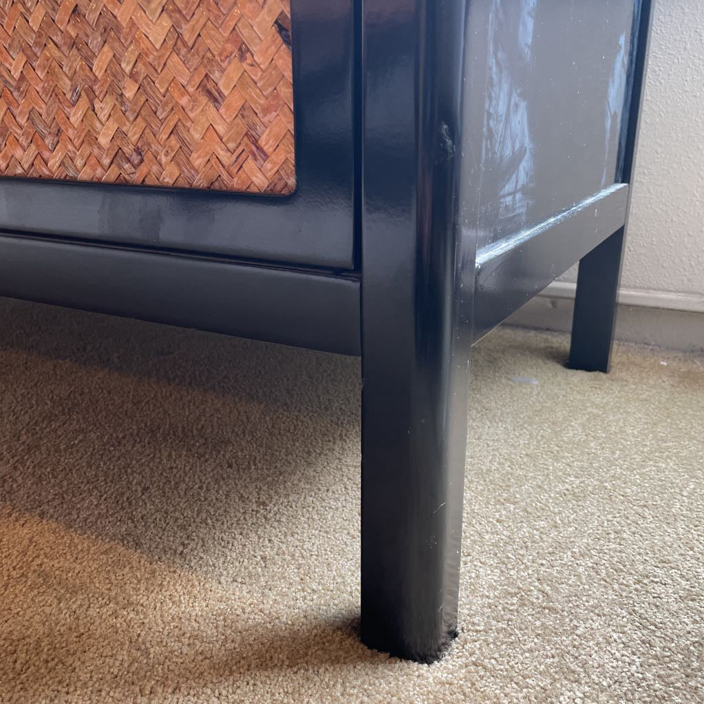 CB2 Black with Woven Front 4 Drawer Media Console C CONSOLE TABLES