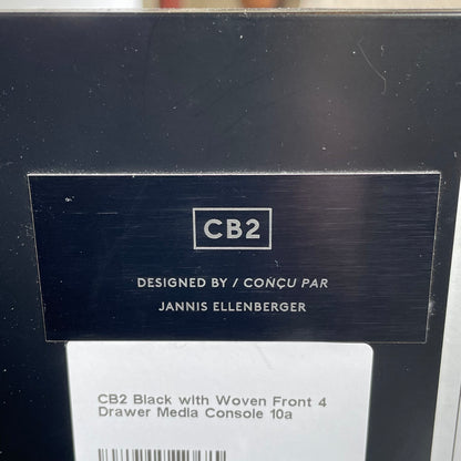 CB2 Black with Woven Front 4 Drawer Media Console C CONSOLE TABLES