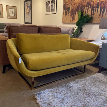 Golden Velvet Curved Loveseat U LOVESEATS