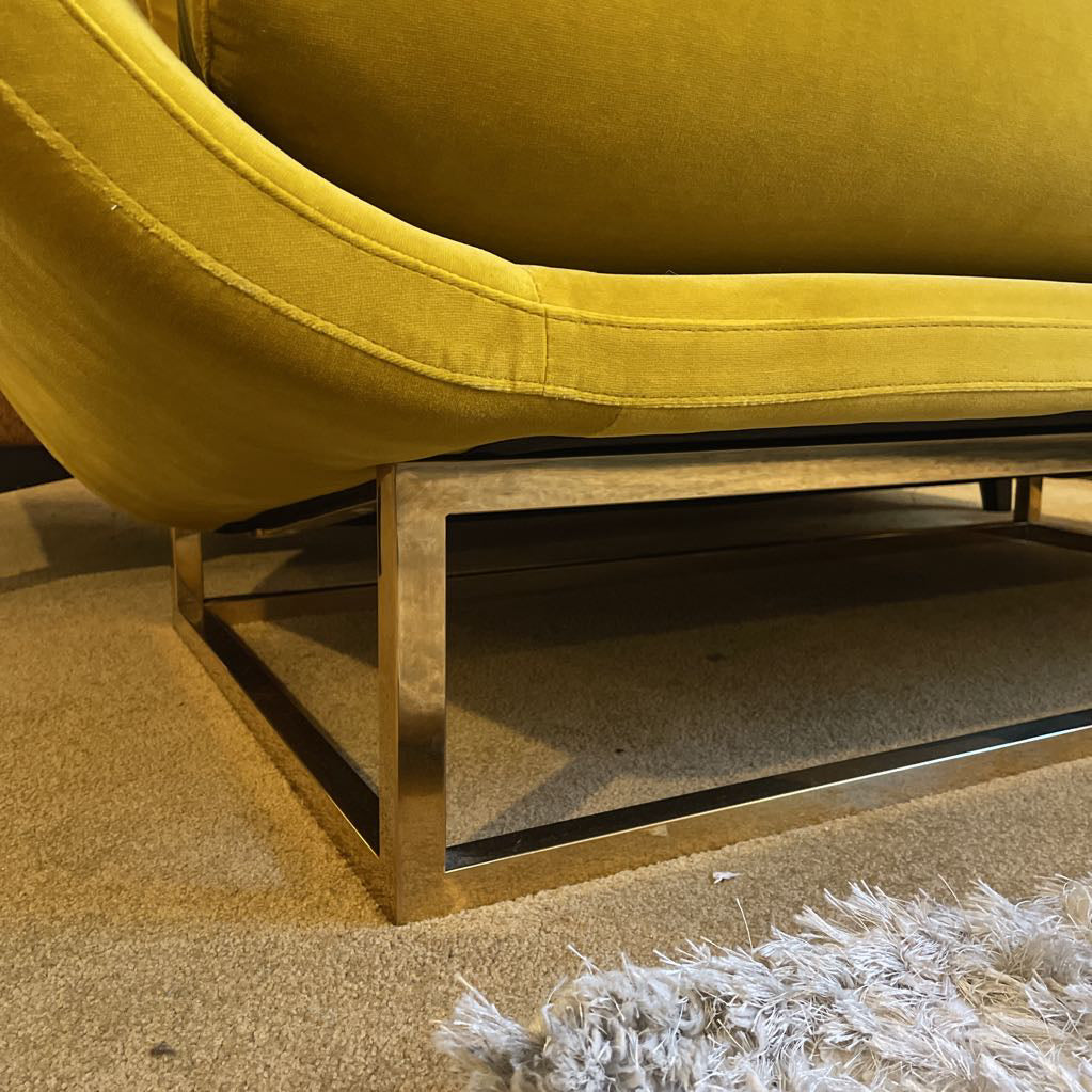 Golden Velvet Curved Loveseat U LOVESEATS