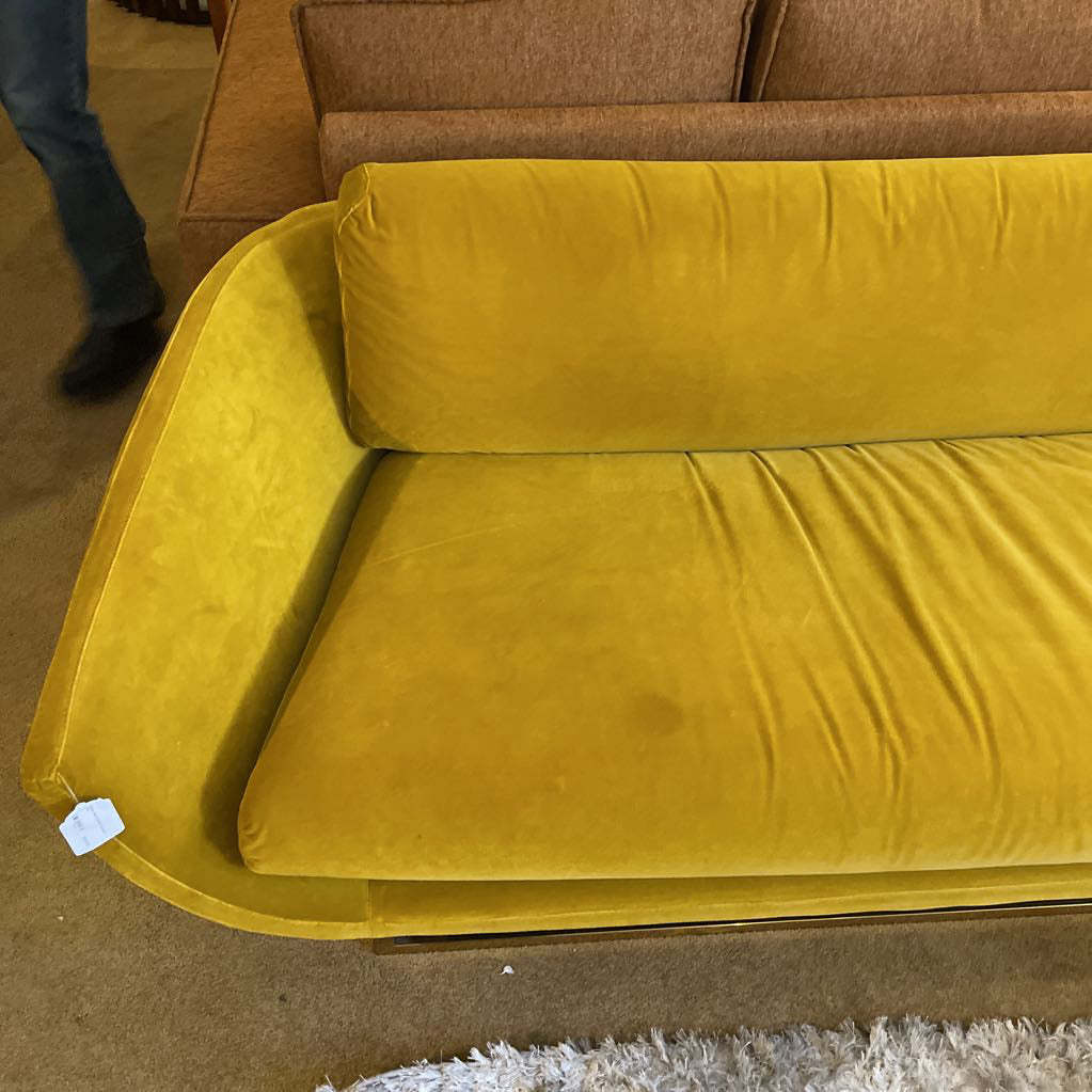 Golden Velvet Curved Loveseat U LOVESEATS