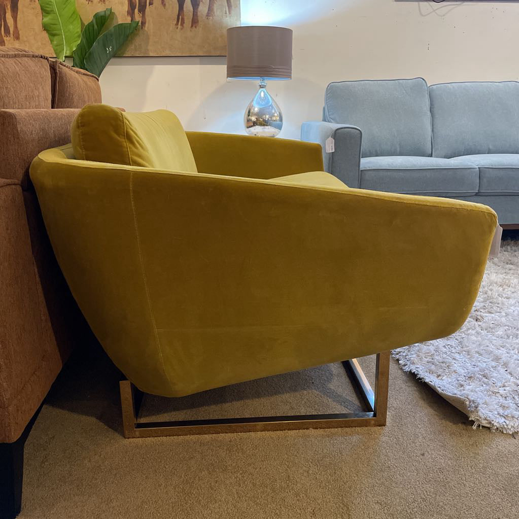 Golden Velvet Curved Loveseat U LOVESEATS
