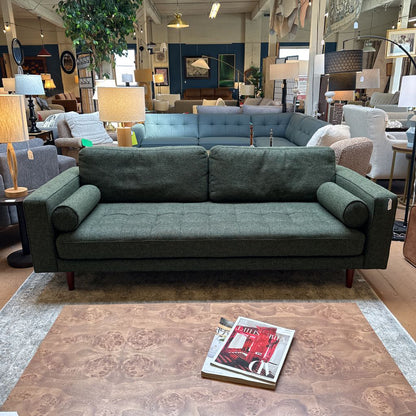 Green Tweed MC Style Bolster Sofa