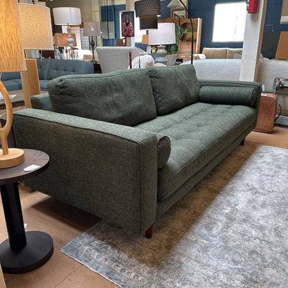 Green Tweed MC Style Bolster Sofa